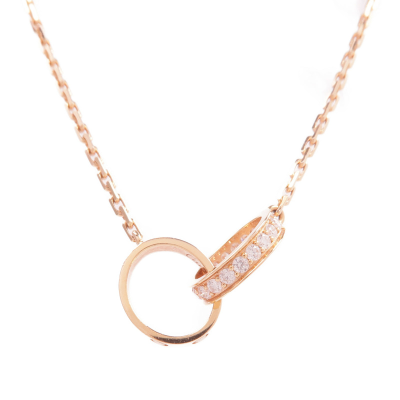 CARTIER 18K玫瑰金Love Pendant Half-Paved鑽石項鍊-2