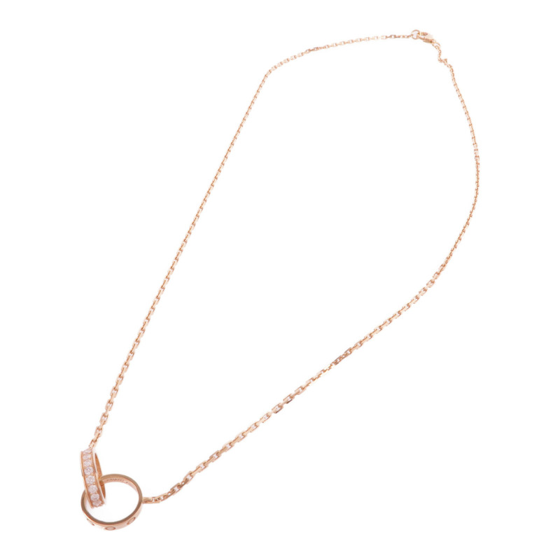CARTIER 18K玫瑰金Love Pendant Half-Paved鑽石項鍊-3