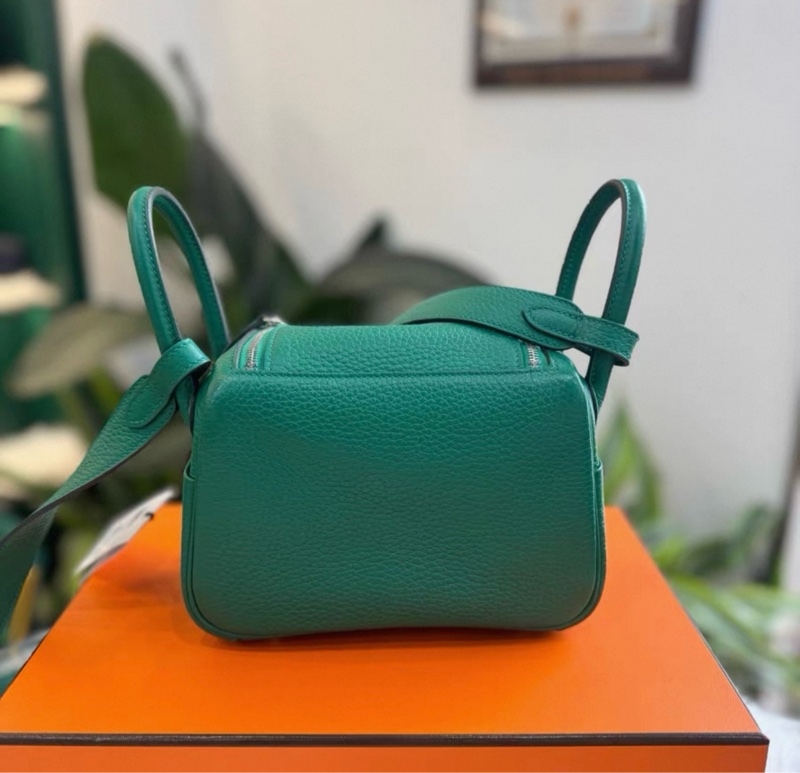 有購証🩷  mini Lindy 絲絨綠 Togo皮銀扣  w刻  24年  99新 五金有膜 有票有盒子-1