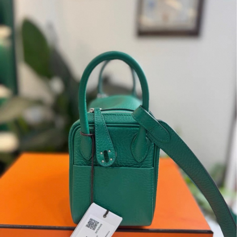 有購証🩷  mini Lindy 絲絨綠 Togo皮銀扣  w刻  24年  99新 五金有膜 有票有盒子-3