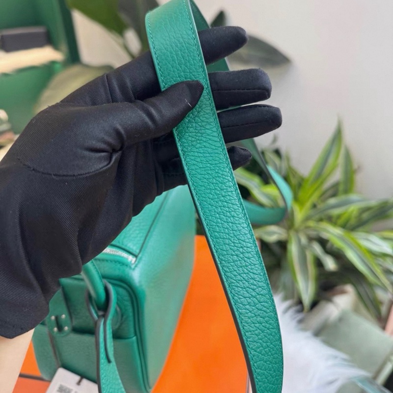 有購証🩷  mini Lindy 絲絨綠 Togo皮銀扣  w刻  24年  99新 五金有膜 有票有盒子-4