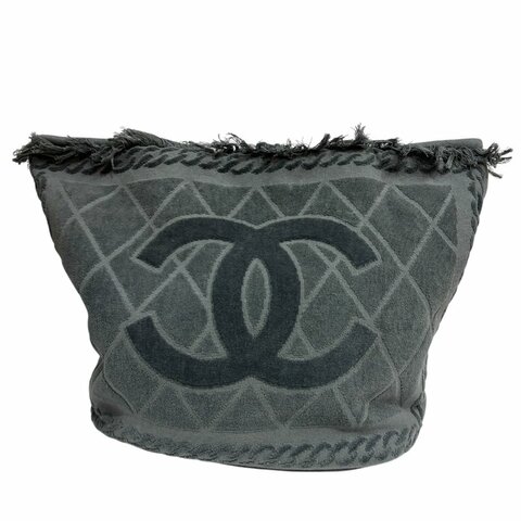 【美收精品】CHANEL 灰藍色毛巾包組 4-480