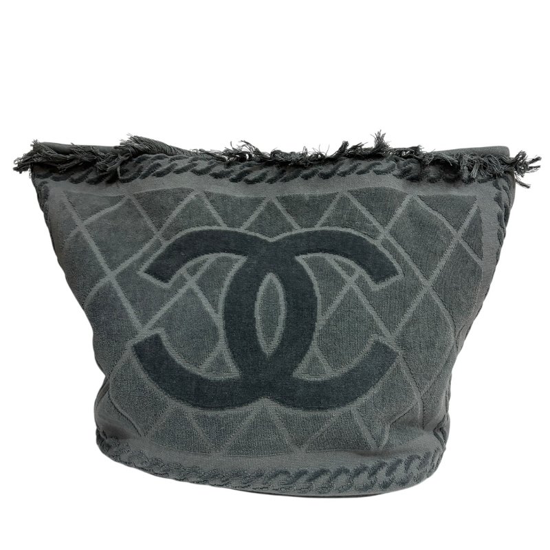【美收精品】CHANEL 灰藍色毛巾包組 4-480-0