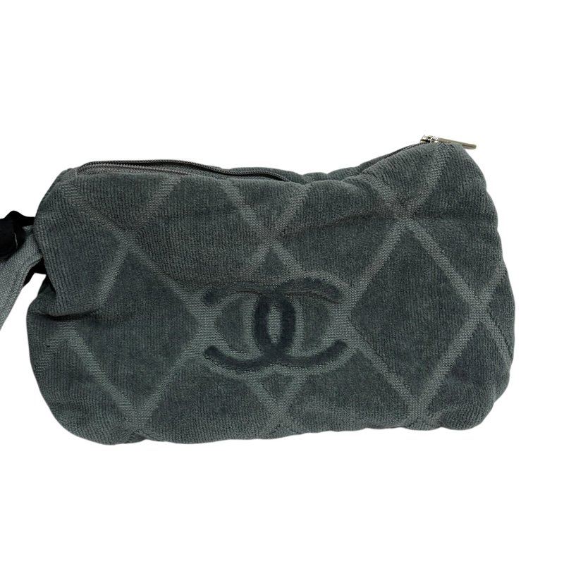 【美收精品】CHANEL 灰藍色毛巾包組 4-480-8