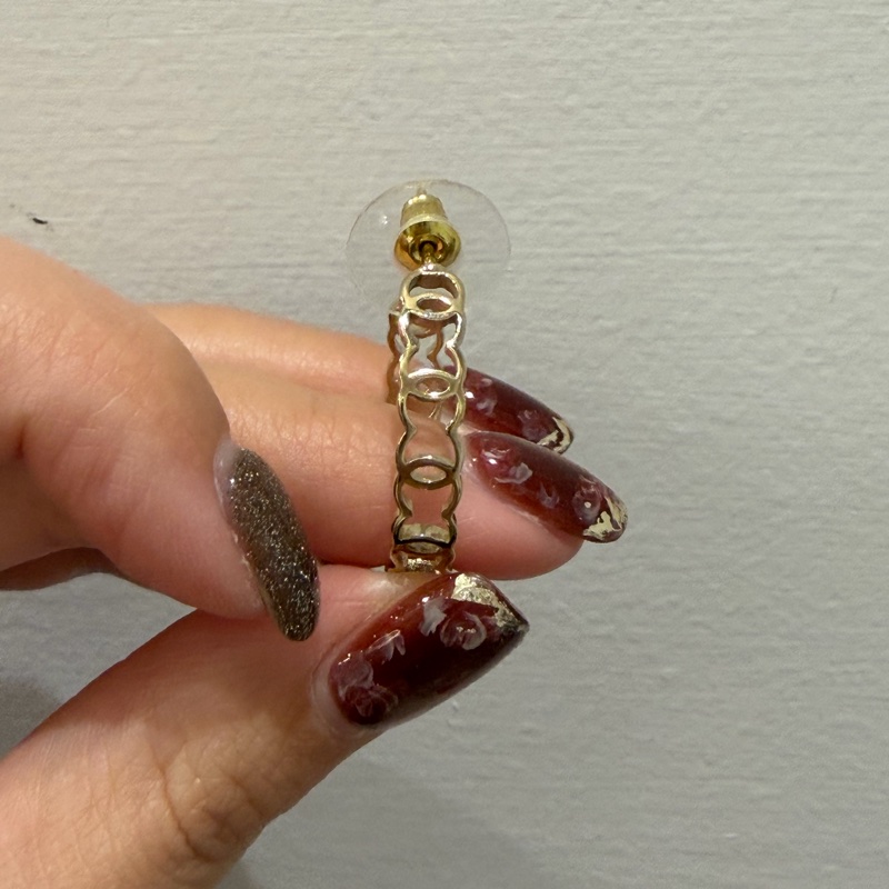 Chanel 雙C logo串連耳針式耳環-5