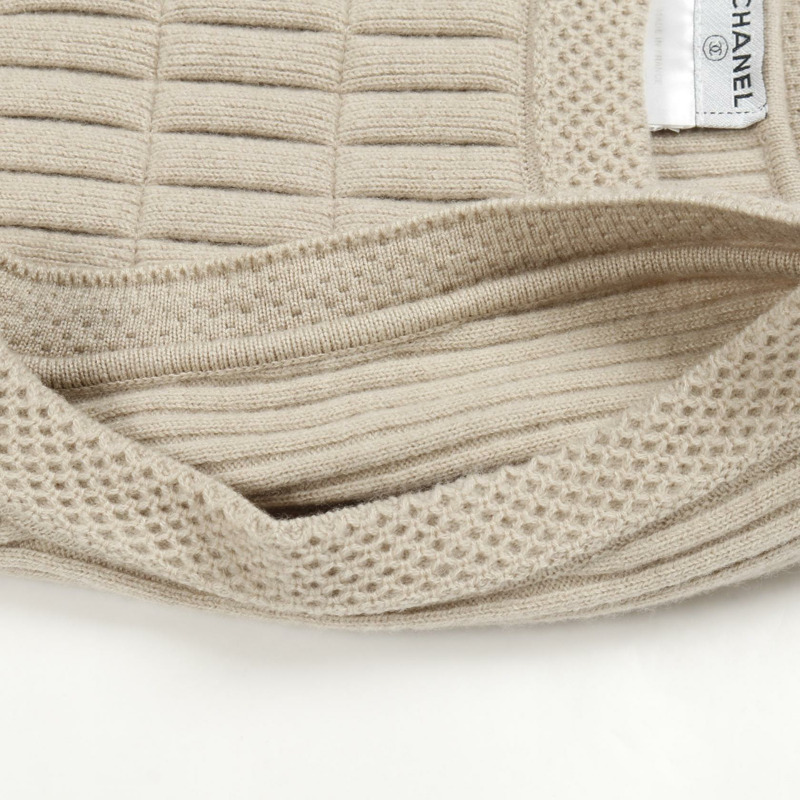 香奈兒 COCO 標誌褶襉連身裙 #38 無袖羊毛 米色 二手女裝-5