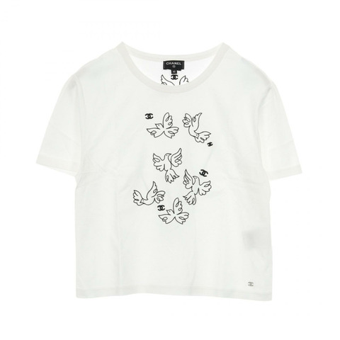 香奈兒 COCO 標誌 T 卹，短袖，XS 碼，純棉，白色，二手女款