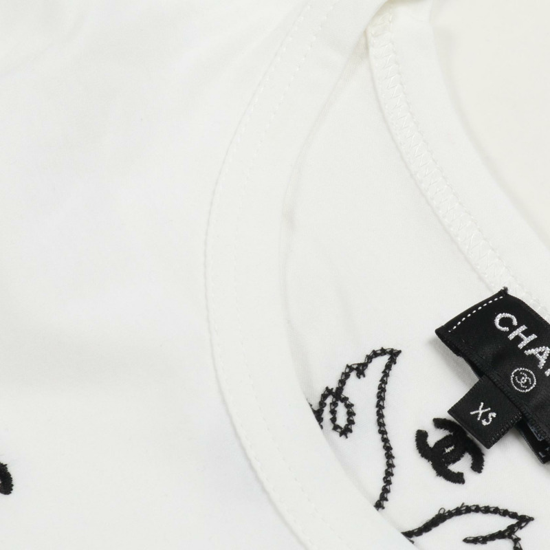 香奈兒 COCO 標誌 T 卹，短袖，XS 碼，純棉，白色，二手女款-6