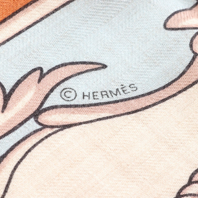 愛馬仕 Carre 140 COUPE DE GALA 絲巾,米色,真絲羊絨混紡,二手-2