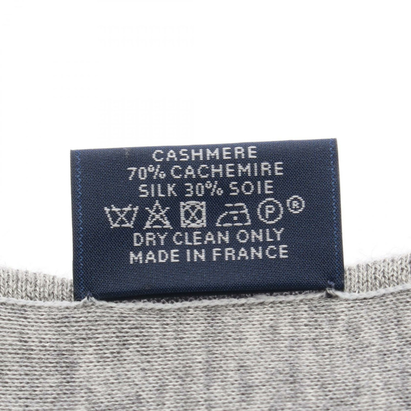 愛馬仕 EX LIBRIS 披肩圍巾圍巾披肩真絲羊絨灰色海軍藍二手女款-2