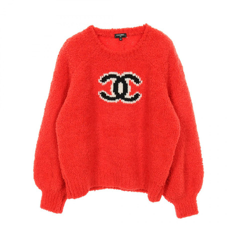 香奈兒 COCO 標誌針織毛衣 #48 P62563K48070 紅色 二手 女士 CC