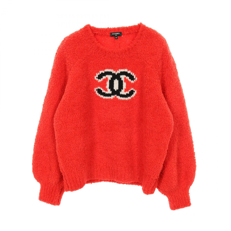 香奈兒 COCO 標誌針織毛衣 #48 P62563K48070 紅色 二手 女士 CC-0