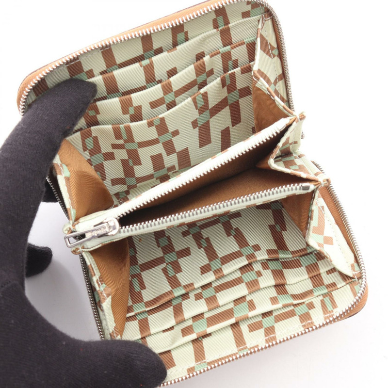 愛馬仕 Azap Compact Silkin 皮夾 U Epsom 棕色金色二手 SHW-2