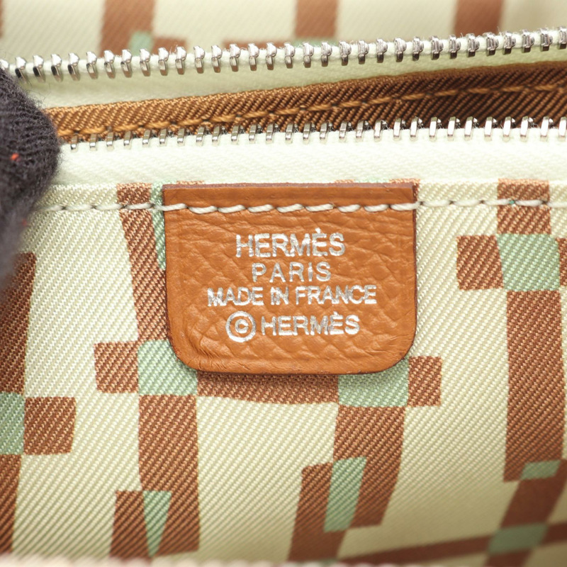 愛馬仕 Azap Compact Silkin 皮夾 U Epsom 棕色金色二手 SHW-3