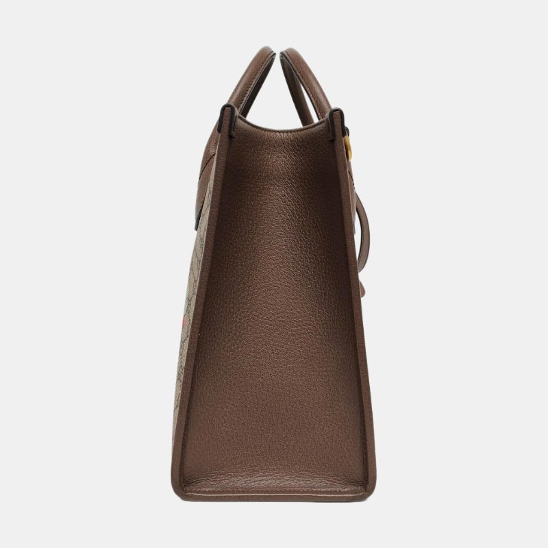 GUCCI Disney X Gucci米色塗層帆布老花印花單肩包手提包 金色五金 9.8新-2