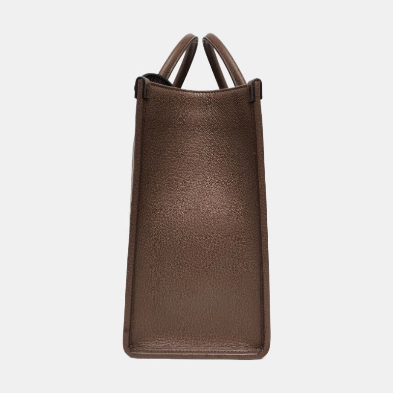 GUCCI Disney X Gucci米色塗層帆布老花印花單肩包手提包 金色五金 9.8新-3