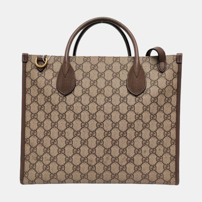 GUCCI Disney X Gucci米色塗層帆布老花印花單肩包手提包 金色五金 9.8新-4