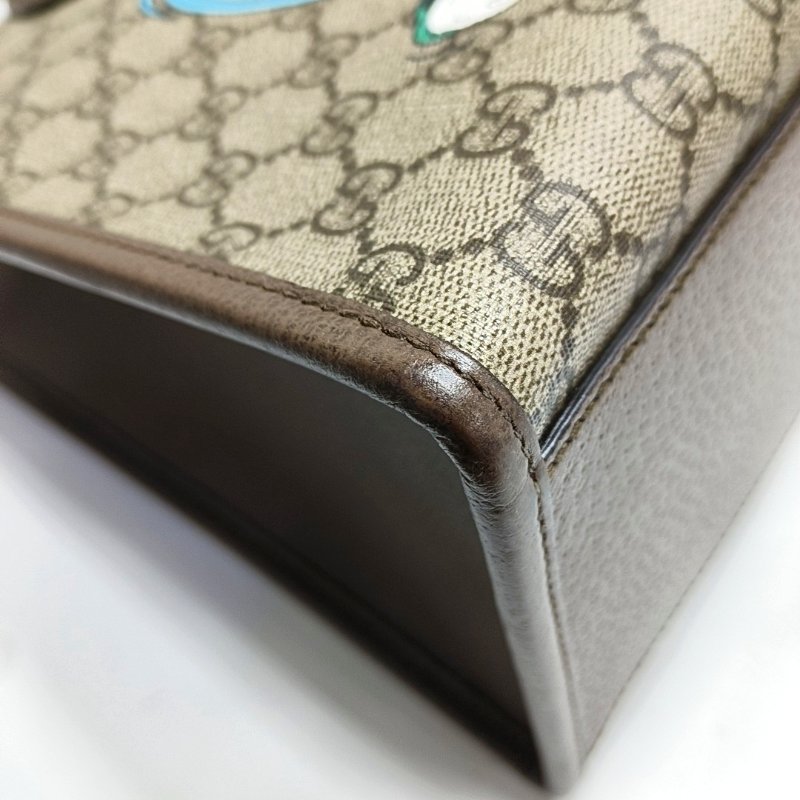 GUCCI Disney X Gucci米色塗層帆布老花印花單肩包手提包 金色五金 9.8新-7