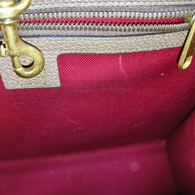 GUCCI Disney X Gucci米色塗層帆布老花印花單肩包手提包 金色五金 9.8新-8