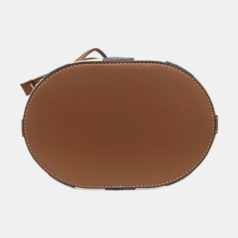 BURBERRY 水桶包棕色帆布單肩包斜挎包 金色五金 9.8新-5