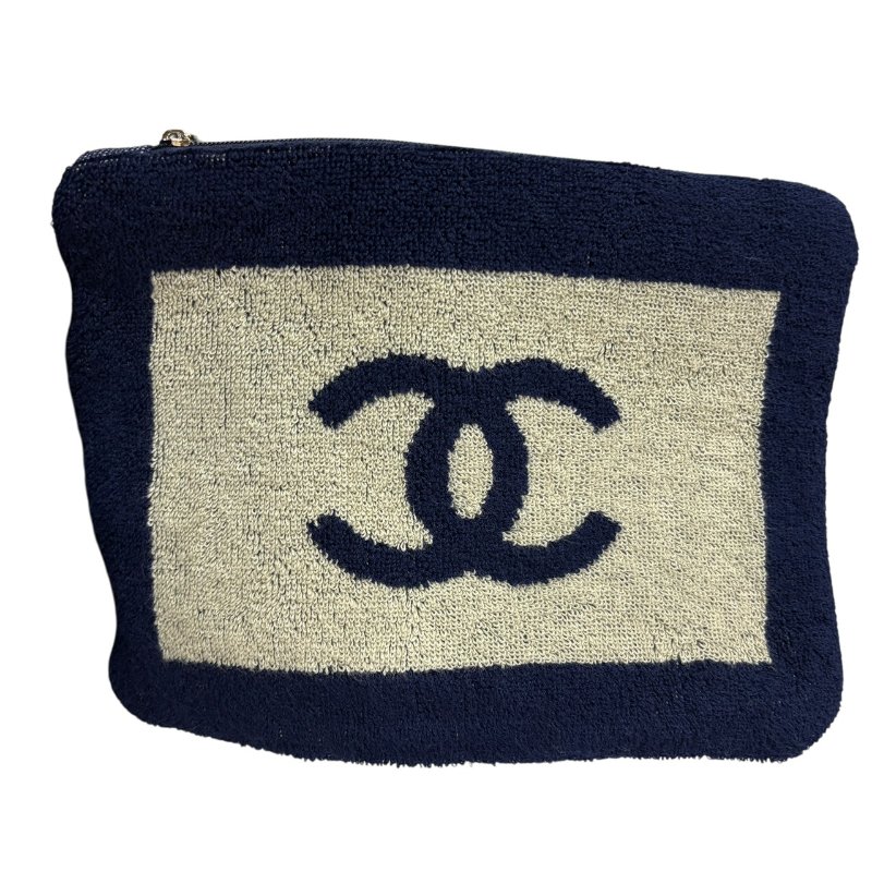 【美收精品】CHANEL 藍白毛巾包組 4-490-8
