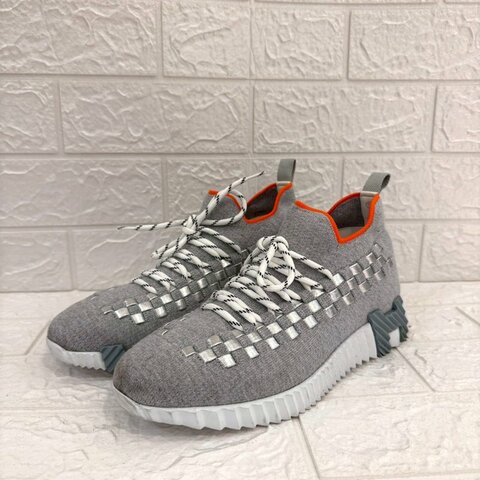 HERMES 灰拚銀方塊運動鞋