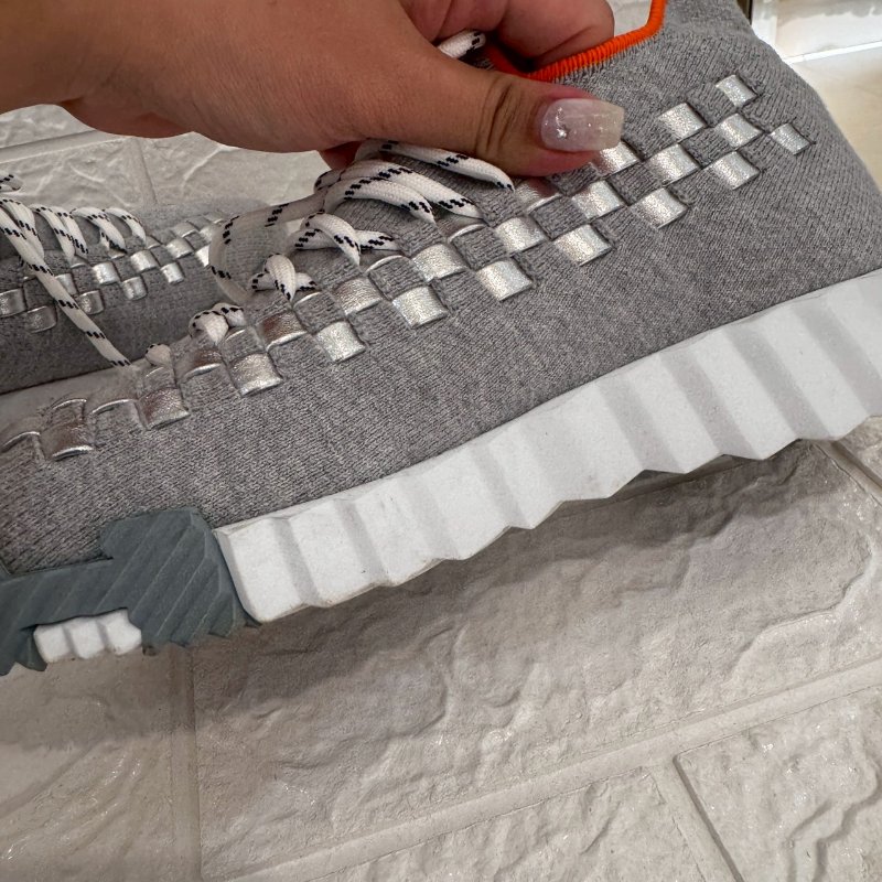 HERMES 灰拚銀方塊運動鞋-8