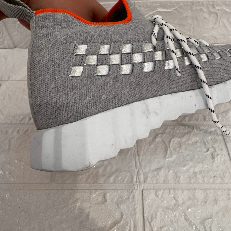 HERMES 灰拚銀方塊運動鞋-13