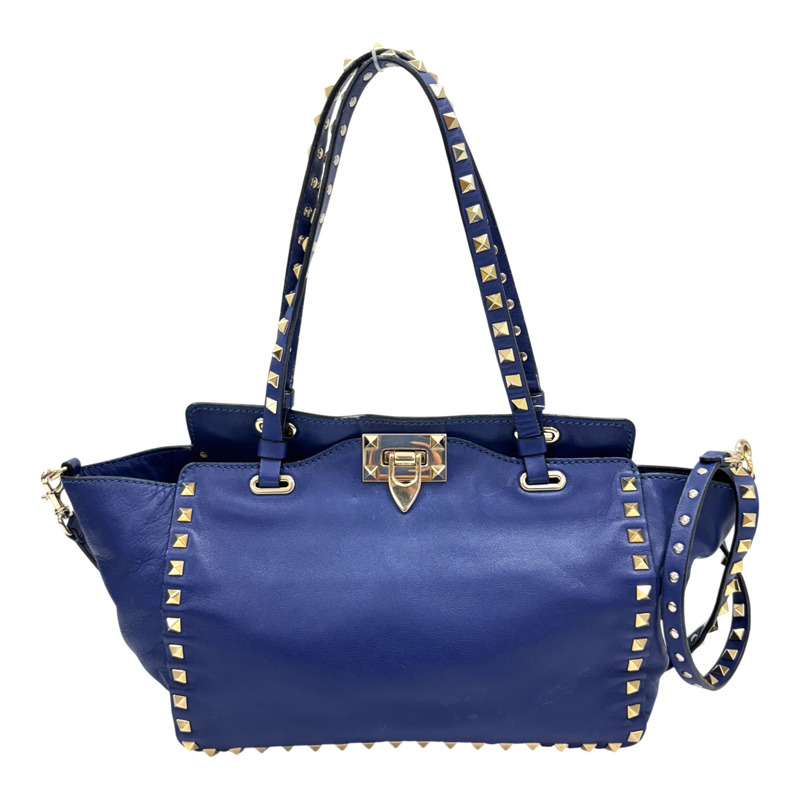 藍色 牛皮 鉚釘 Rockstud 兩用包【Valentino 范倫鐵諾】-0
