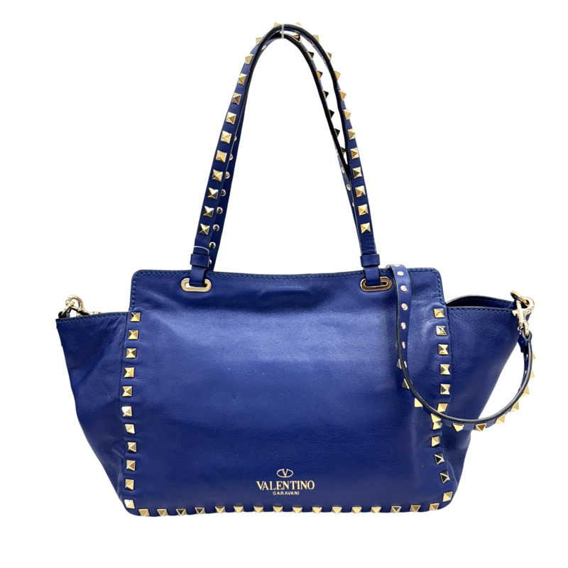藍色 牛皮 鉚釘 Rockstud 兩用包【Valentino 范倫鐵諾】-2