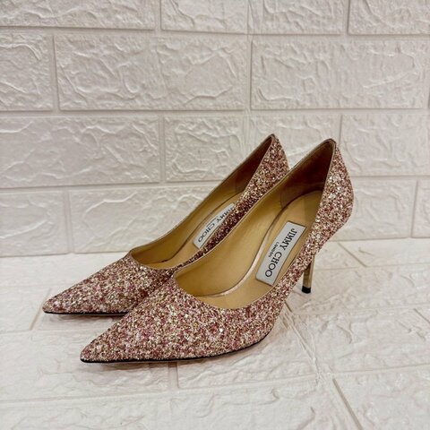 JIMMY CHOO璀璨粉色閃亮高跟鞋