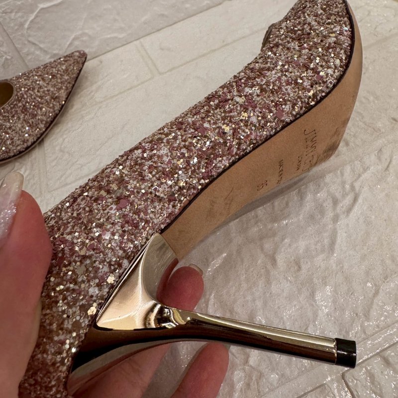 JIMMY CHOO璀璨粉色閃亮高跟鞋-3