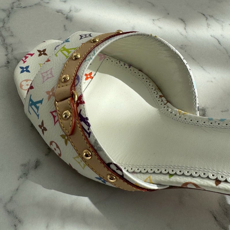 LV 村上隆白三彩低跟涼鞋-7