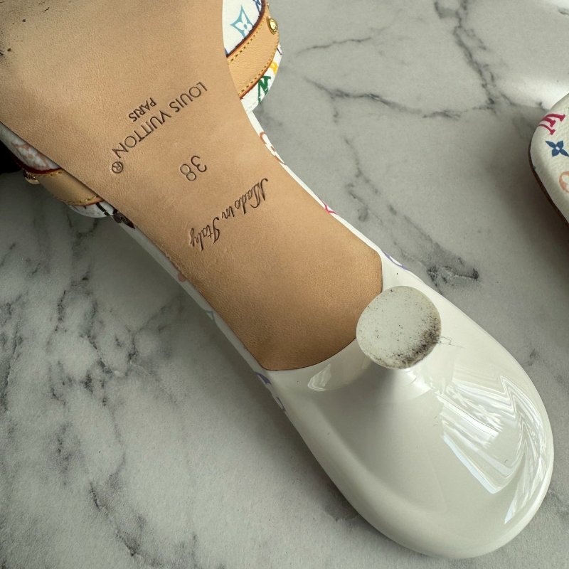 LV 村上隆白三彩低跟涼鞋-10