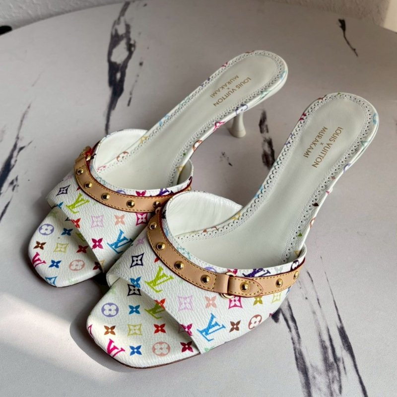 LV 村上隆白三彩低跟涼鞋-0