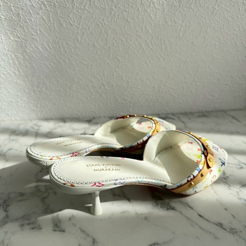 LV 村上隆白三彩低跟涼鞋-1