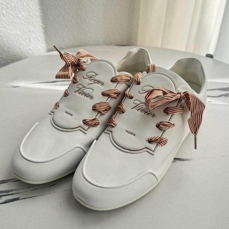 RV蝴蝶結綁帶白布鞋-0