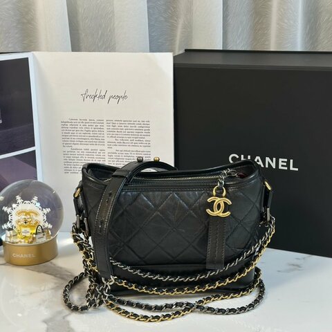 CHANEL 雙鍊條流浪包 - 小號黑28開