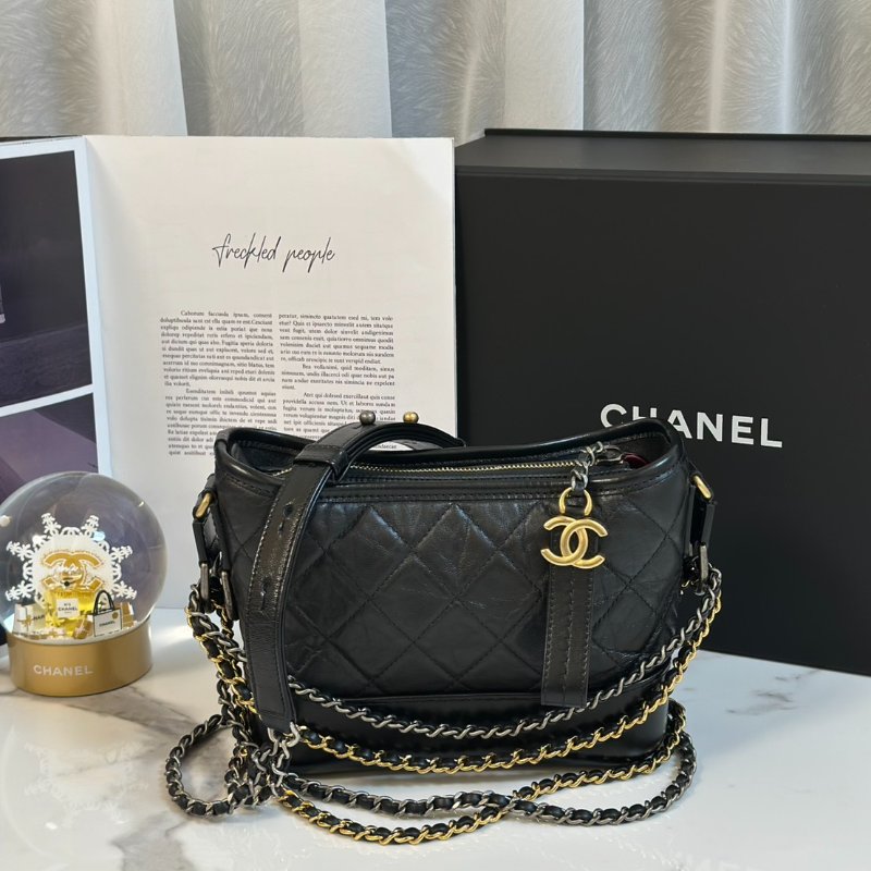 CHANEL 雙鍊條流浪包 - 小號黑28開-0