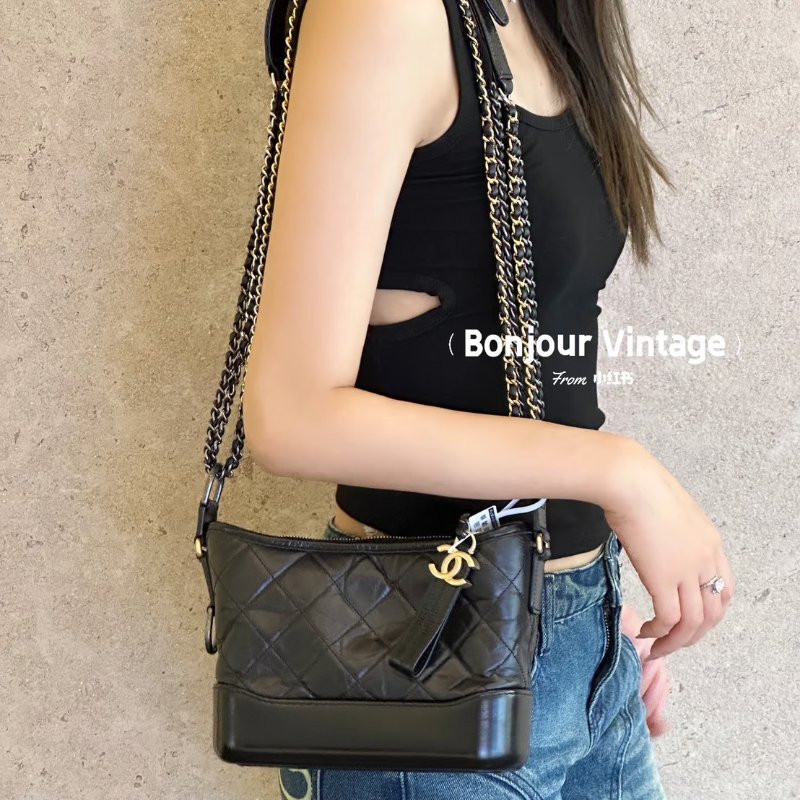CHANEL 雙鍊條流浪包 - 小號黑28開-1