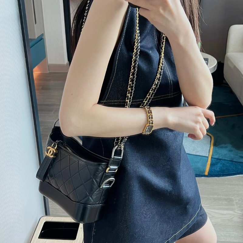 CHANEL 雙鍊條流浪包 - 小號黑28開-10