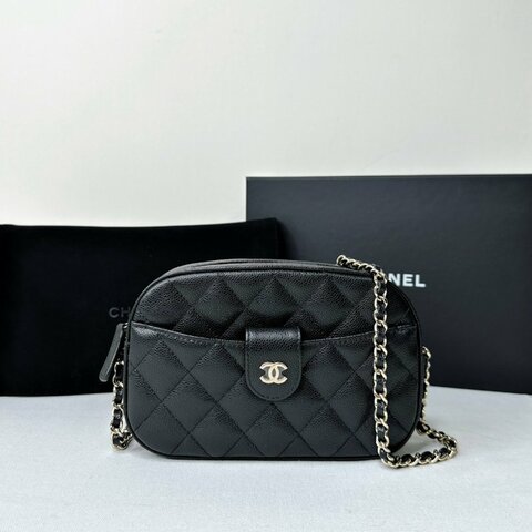 CHANEL 24S荔枝牛淡金相機包