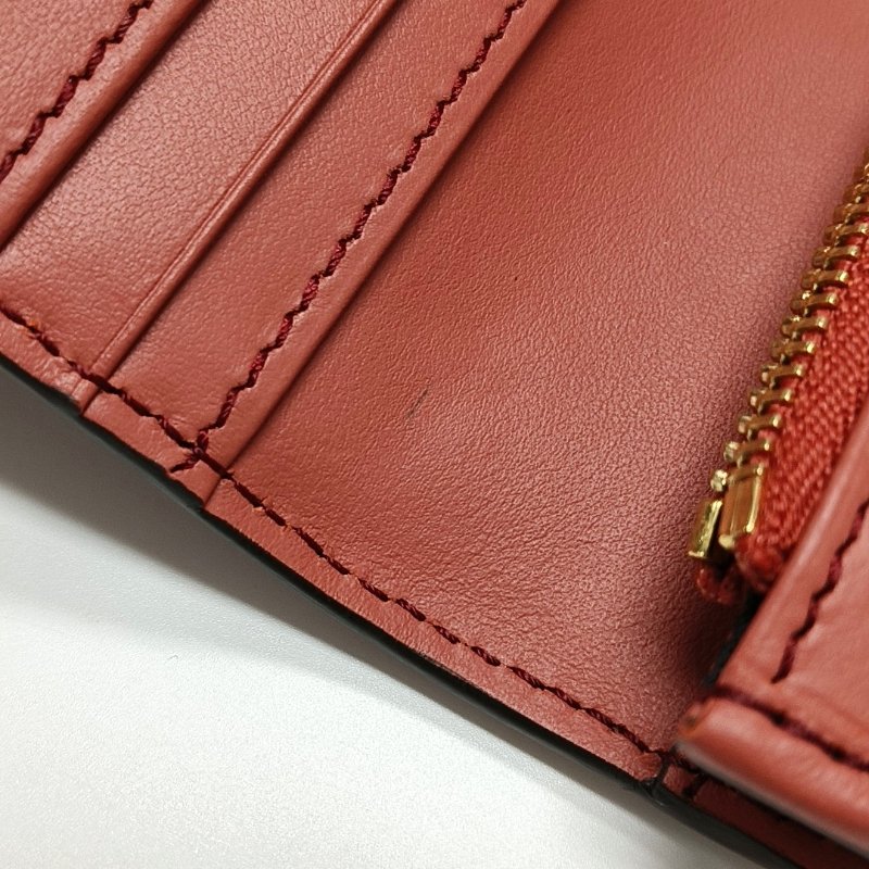 BURBERRY 裸粉色拼接材質錢包 金色五金 9.8新-8