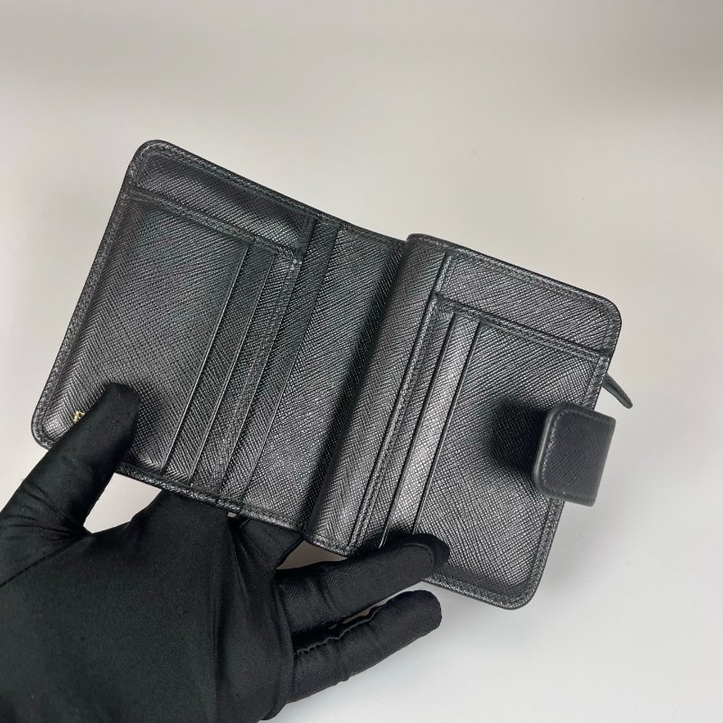 PRADA 黑色尼龍釦式短夾-4