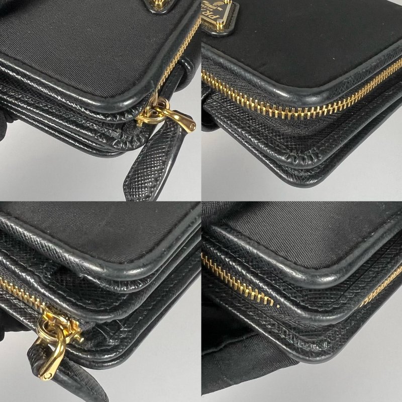 PRADA 黑色尼龍釦式短夾-10