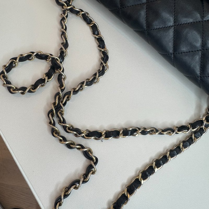 Chanel香奈儿 風琴包 黑色18開有卡-21