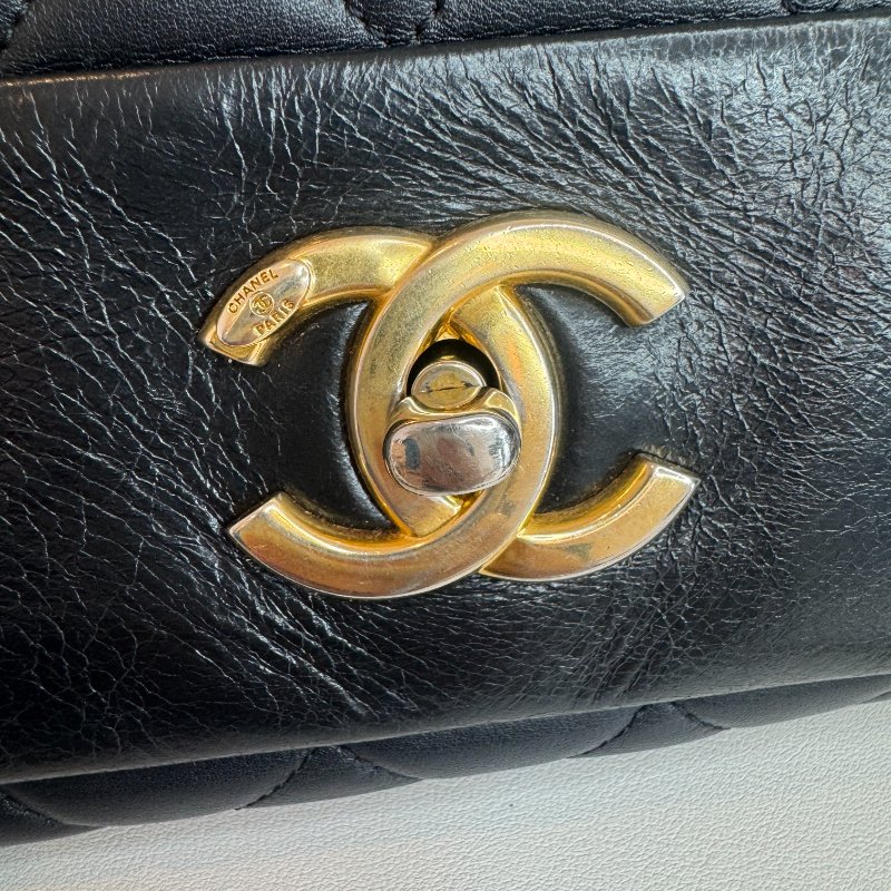 Chanel香奈儿 風琴包 黑色18開有卡-25