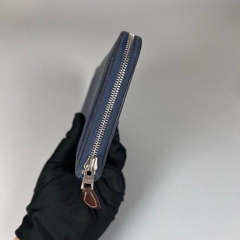 HERMES □O刻 藍色絲巾長夾-3