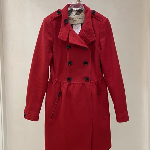 Burberry/巴寶莉 99新紅色羊絨大衣 36碼