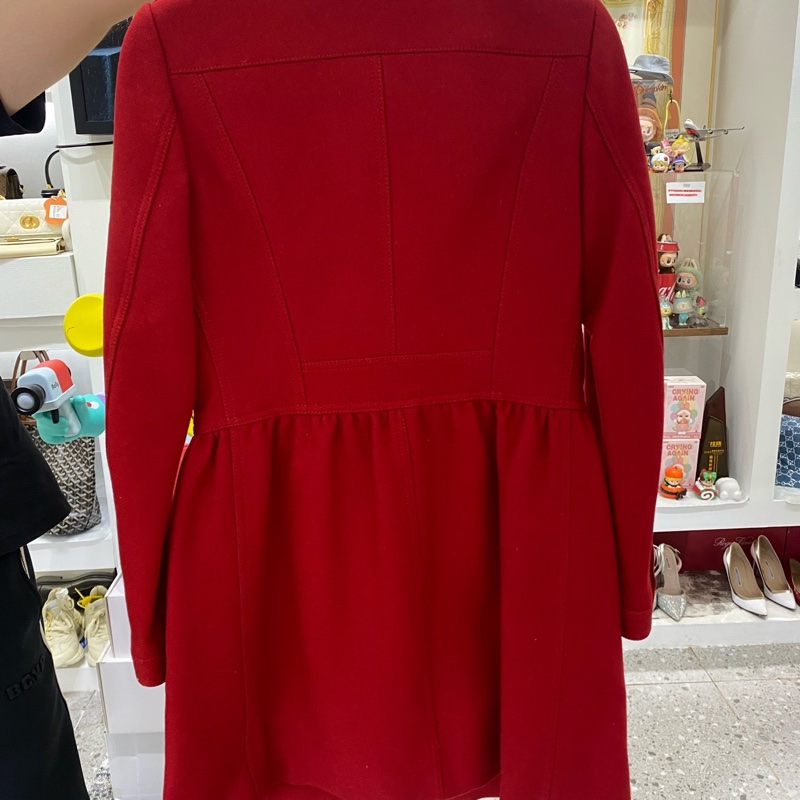 Burberry/巴寶莉 99新紅色羊絨大衣 36碼-6